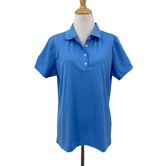 Nike Golf Shirt Women XL Extra Large Copen Blue Tech Basic Polo Dri Fit Rib Knit - Picture 1 of 15